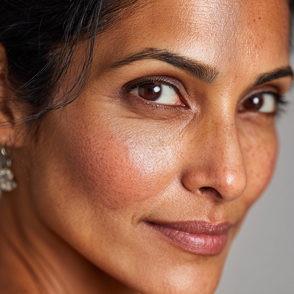 Pigmentation-free skin glowing after treatment